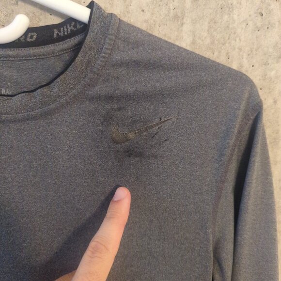 Nike Pro Mens Medium Gray Compression Top Shirt Fit Dry Active Long Sleeve Gym - Picture 4 of 11